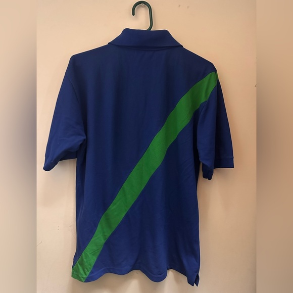 Blue Polo Shirt with a Green stripe and a red Polo Logo - Picture 2 of 3